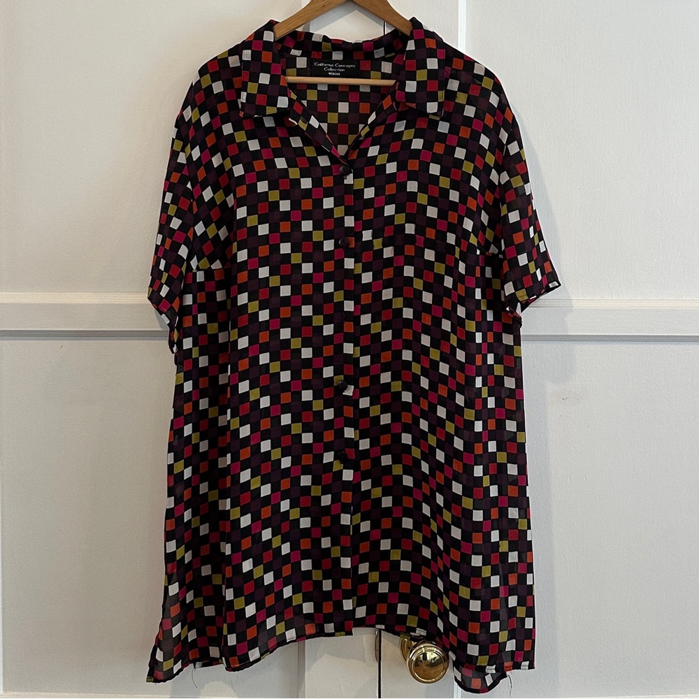 Colorful Checkered Button-Up Shirt